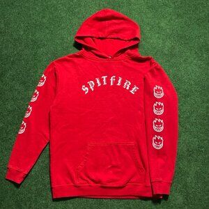 Youth Spitfire Old English Spellout Hoodie Red Large